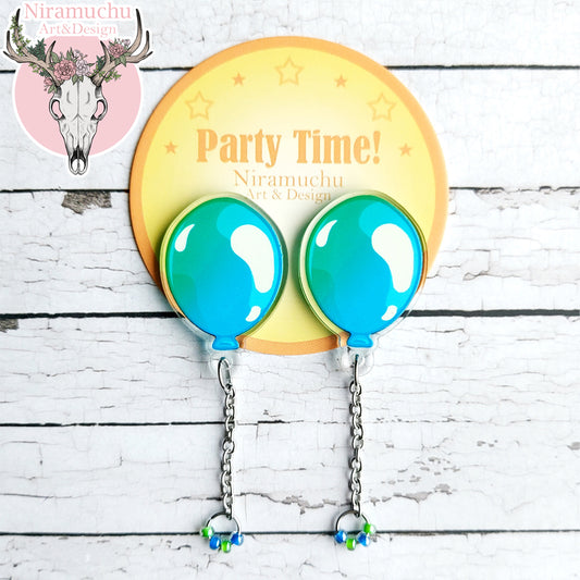 Party Time! Balloon Blue Earrings