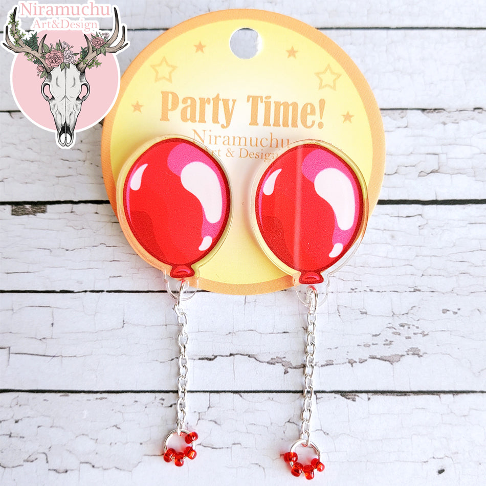 Party Time! Balloon Red Earrings