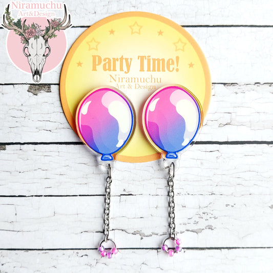 Party Time! Balloon Violet Earrings