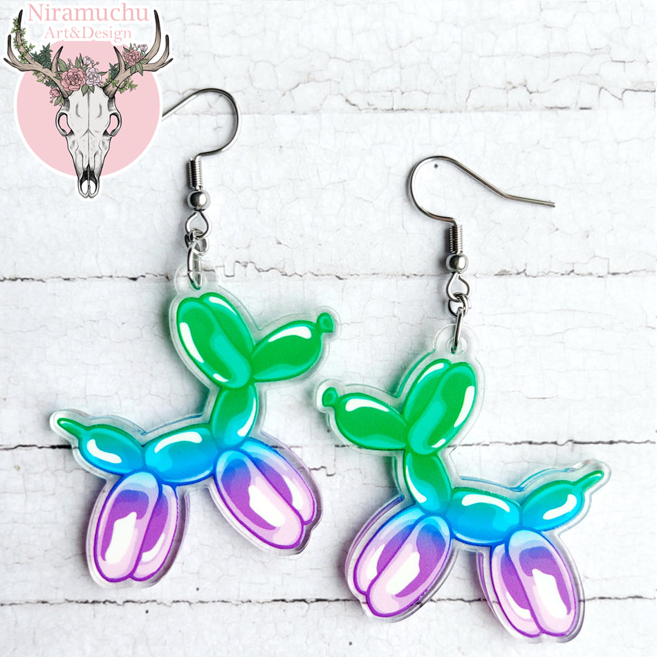 Party Time! Balloon Dog Mint Earrings