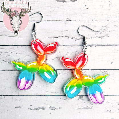 Party Time! Balloon Dog Rainbow Earrings