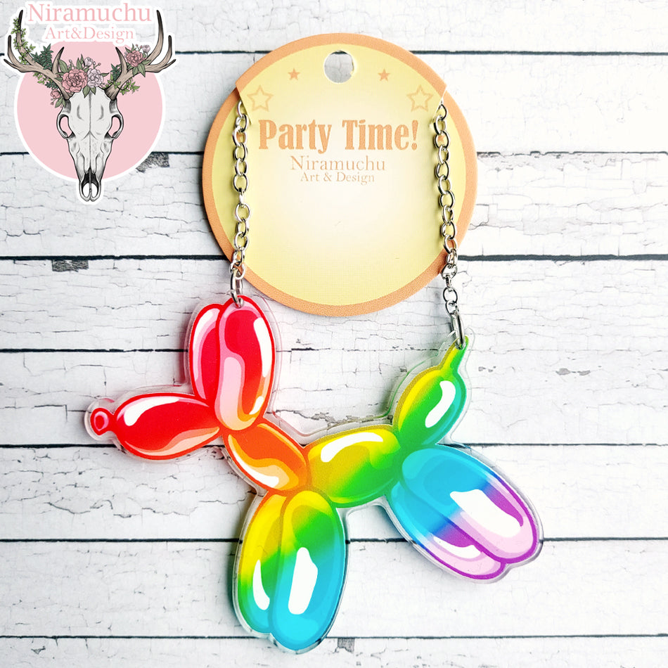 Party Time! Balloon Dog Rainbow Necklace