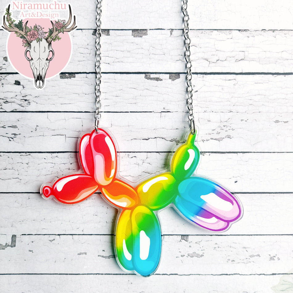 Party Time! Balloon Dog Rainbow Necklace