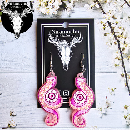 Pastel Goth Tentacle Pink Earrings