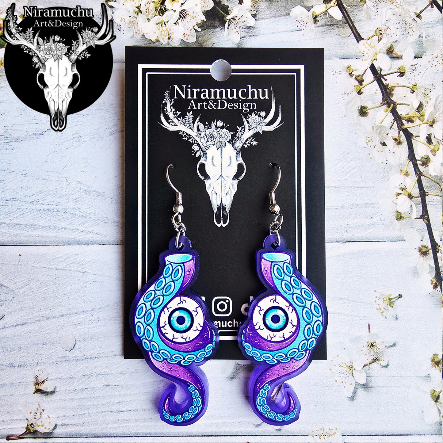 Pastel Goth Tentacle Violet Earrings