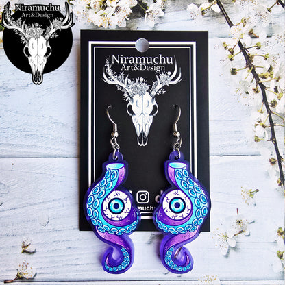 Pastel Goth Tentacle Violet Earrings
