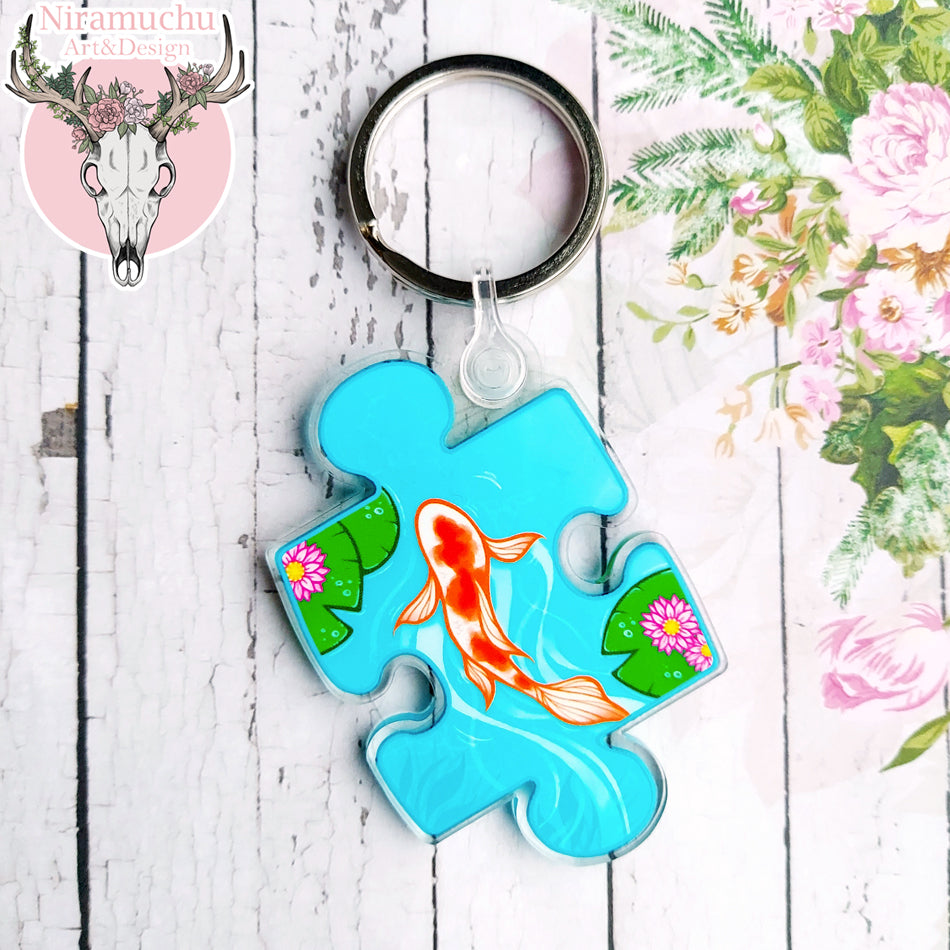 Puzzle Charms: Koi Fish Keyring