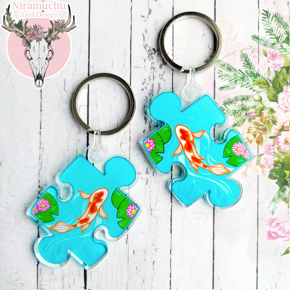 Puzzle Charms: Koi Fish Keyring