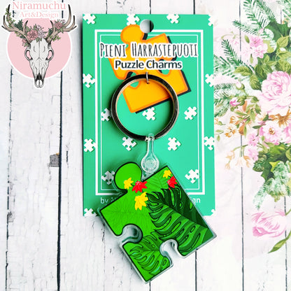 Puzzle Charms: Monstera Keyring