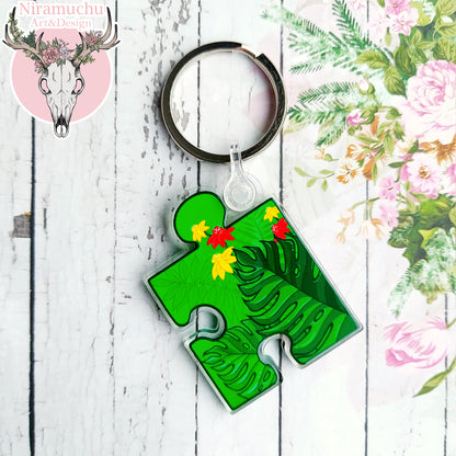 Puzzle Charms: Monstera Keyring