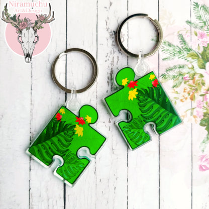 Puzzle Charms: Monstera Keyring