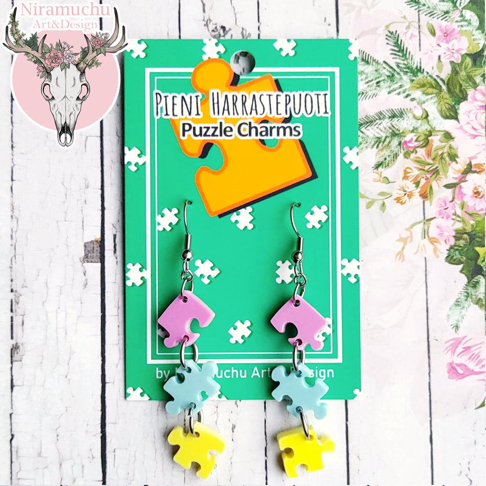 Puzzle Charms: Pastel Puzzle Earrings