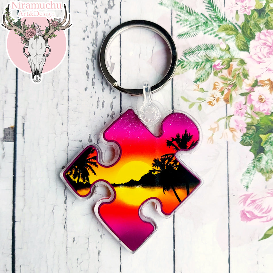 Puzzle Charms: Sunset Keyring