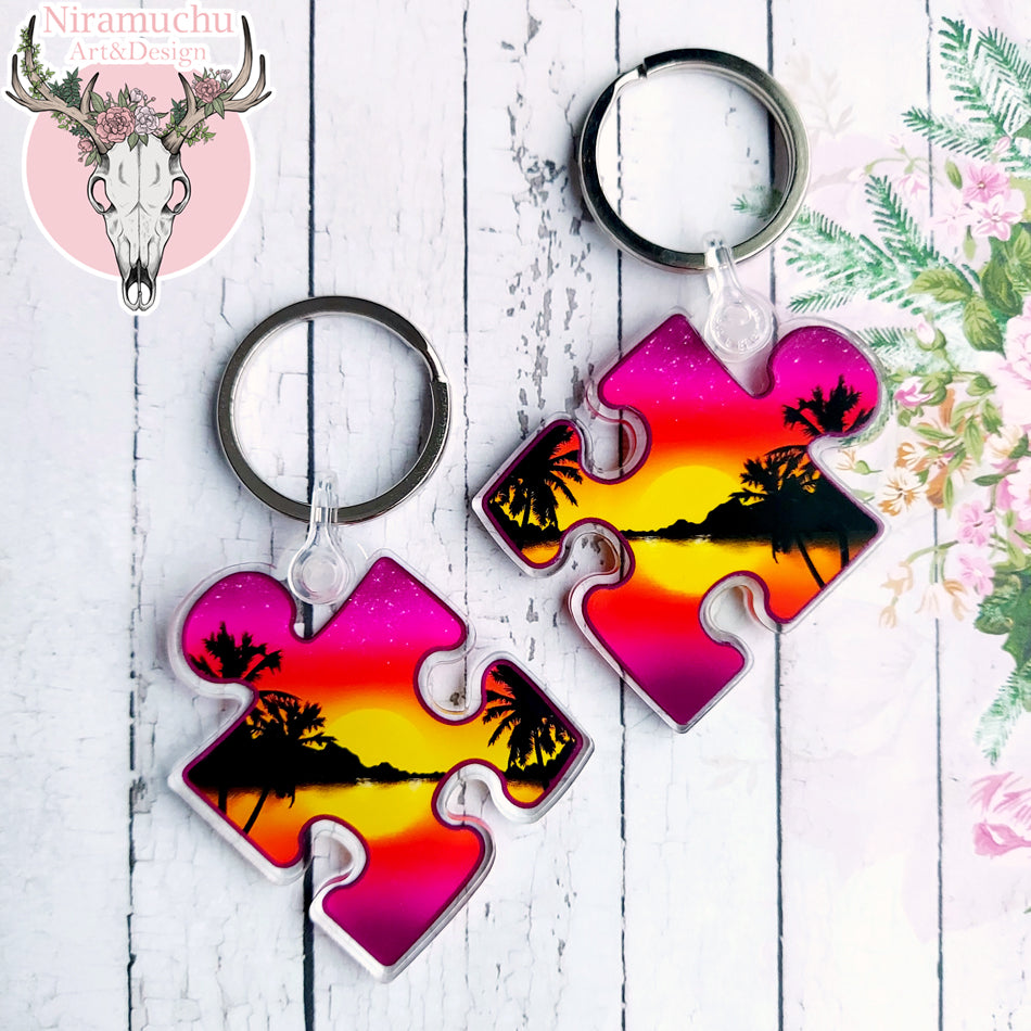 Puzzle Charms: Sunset Keyring