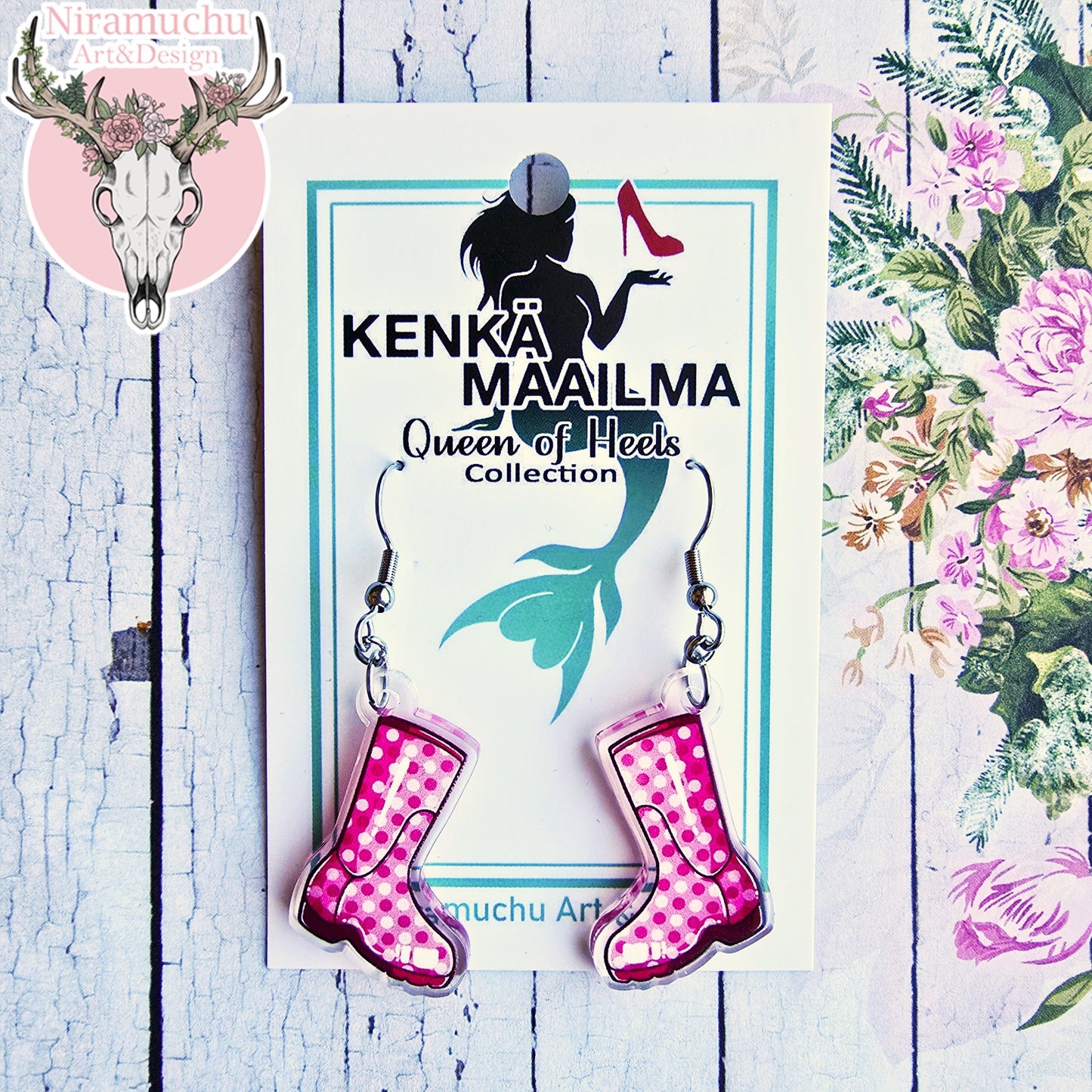 Polkadot Rain Boots Earrings