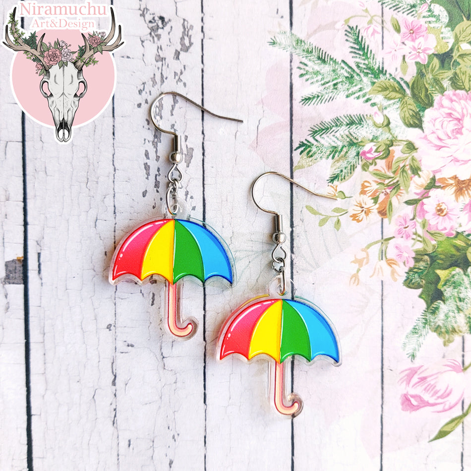 Rainbow Umbrella Earrings