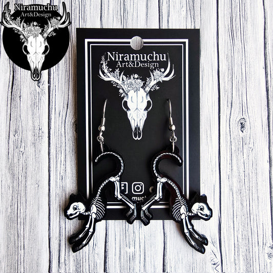 Skeleton of the Cat Earrings