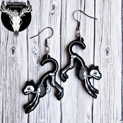 Skeleton of the Cat Earrings