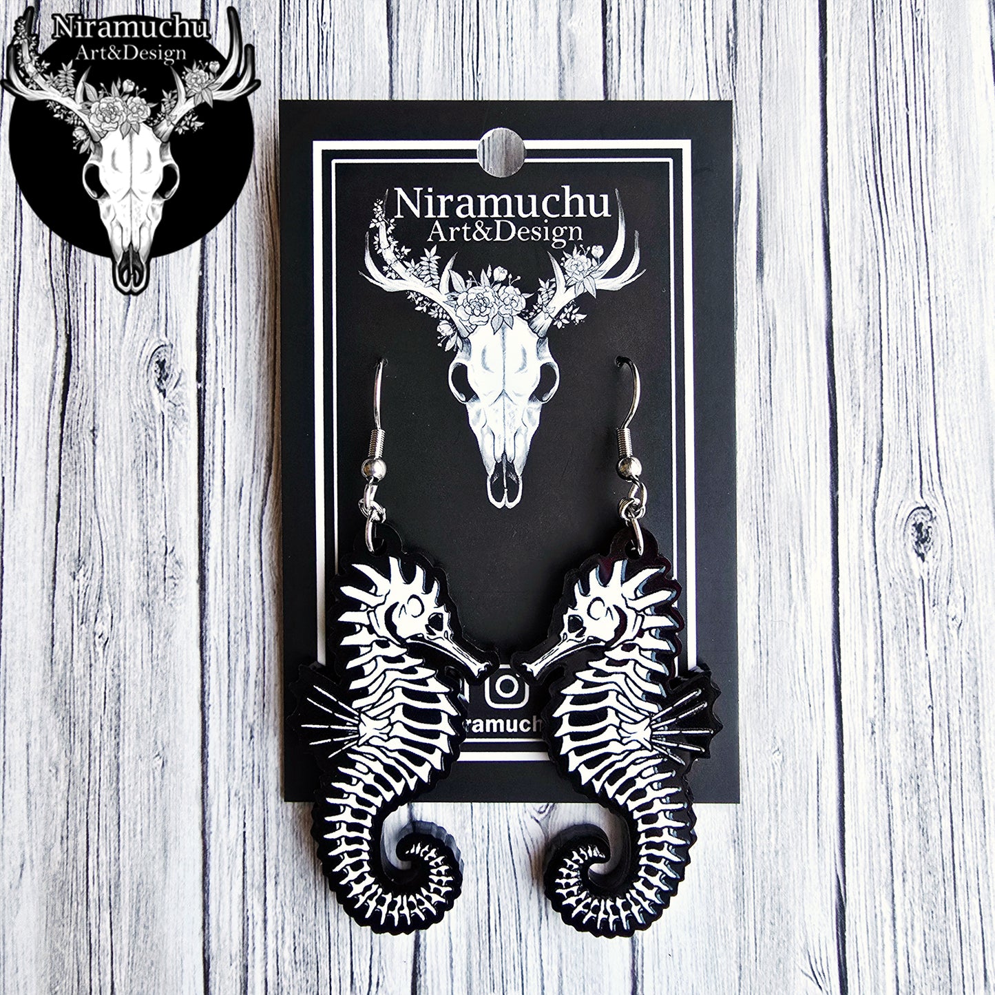 Skeleton of the Seahorse Earrings