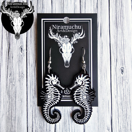 Skeleton of the Seahorse Earrings