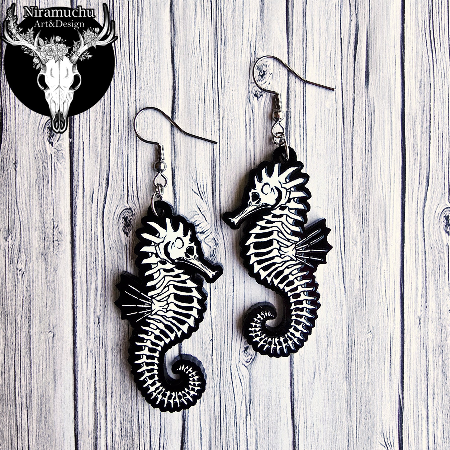 Skeleton of the Seahorse Earrings