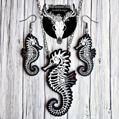Skeleton of the Seahorse Earrings