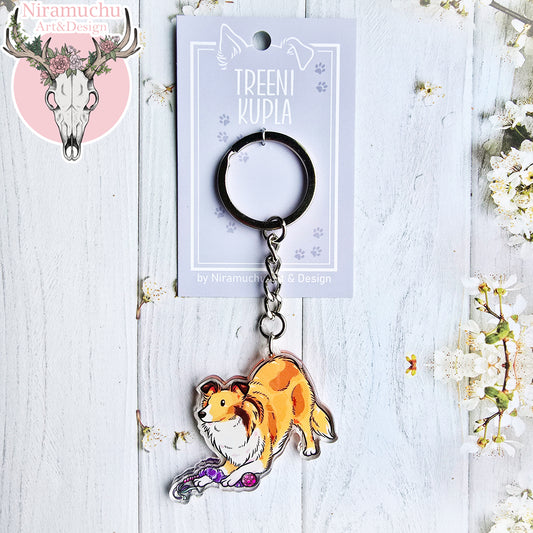 Treenikupla Pitkäkarvainen Collie Avaimenperä