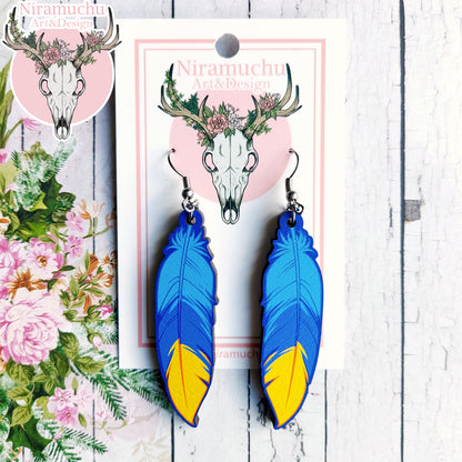 Tropical Birds Parrot Blue Earrings