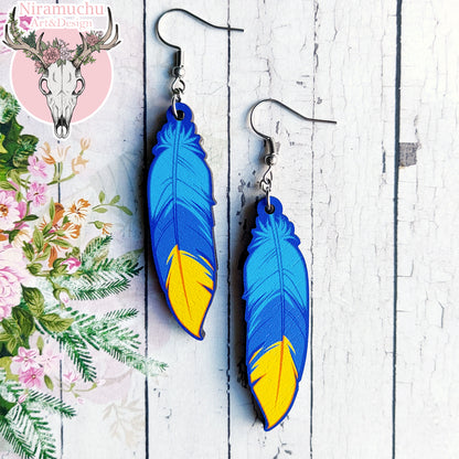 Tropical Birds Parrot Blue Earrings