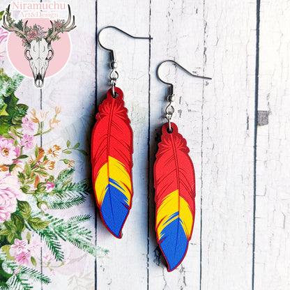 Tropical Birds Parrot Red Earrings